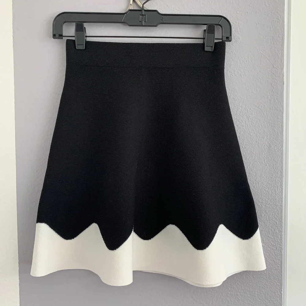 Zara Two-Tone Knit Mini A-Line Skirt - Picture 2 of 9